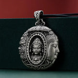 Silver Color Buddha Faces Pendant