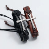 Retro Metal Cross Leather Bracelet