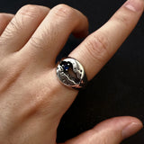 Retro Cracking Blue Gem Adjustable Ring