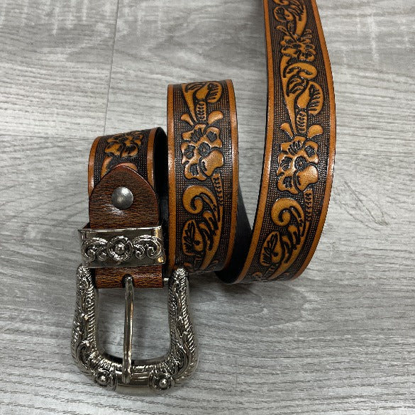 Gothic Carved Buckle Leather Belt