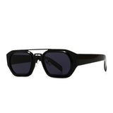 Retro Square Frame  Double-Bridge Sunglasses