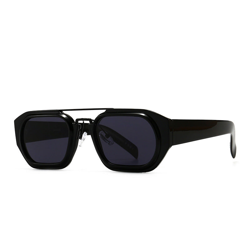 Retro Square Frame  Double-Bridge Sunglasses
