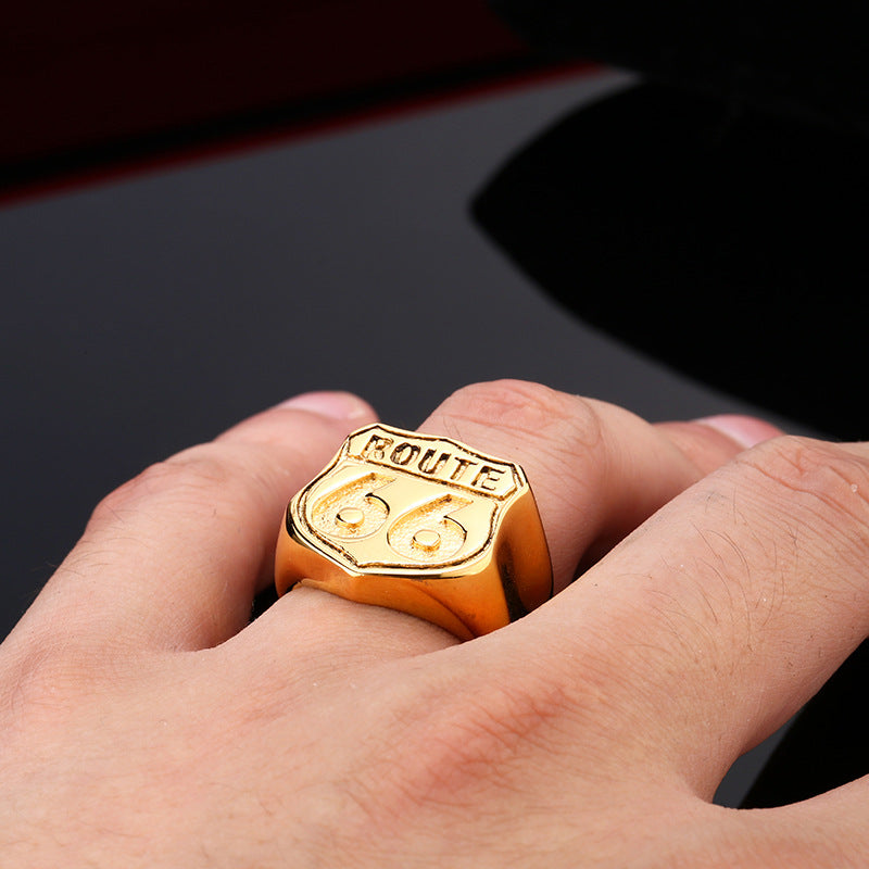 Route 66 Titanium Steel Men's Ring