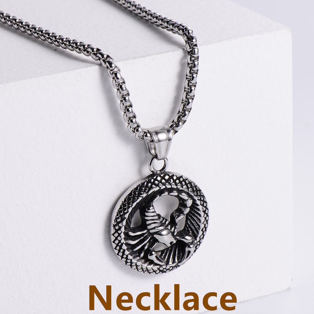 Retro -Zodiac Edelstahl -Anhängerkette Halskette