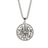 Five-pointed Star Round Amulet Titanium Steel Necklace