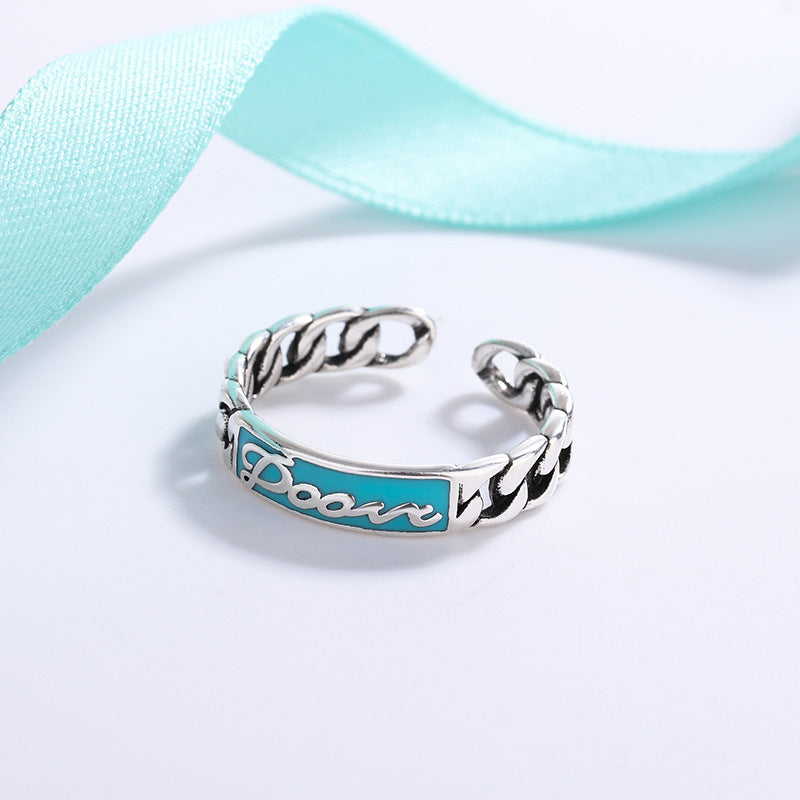 Retro Letter Chain Color Ring