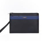 Black Polyester Lining Texture Leather Clutch Bag