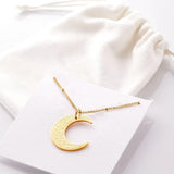 Stainless Steel Moon Shape Pendant Necklace