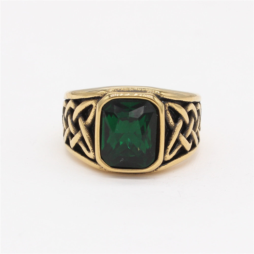 Cincin baja titanium berliantone pola viking