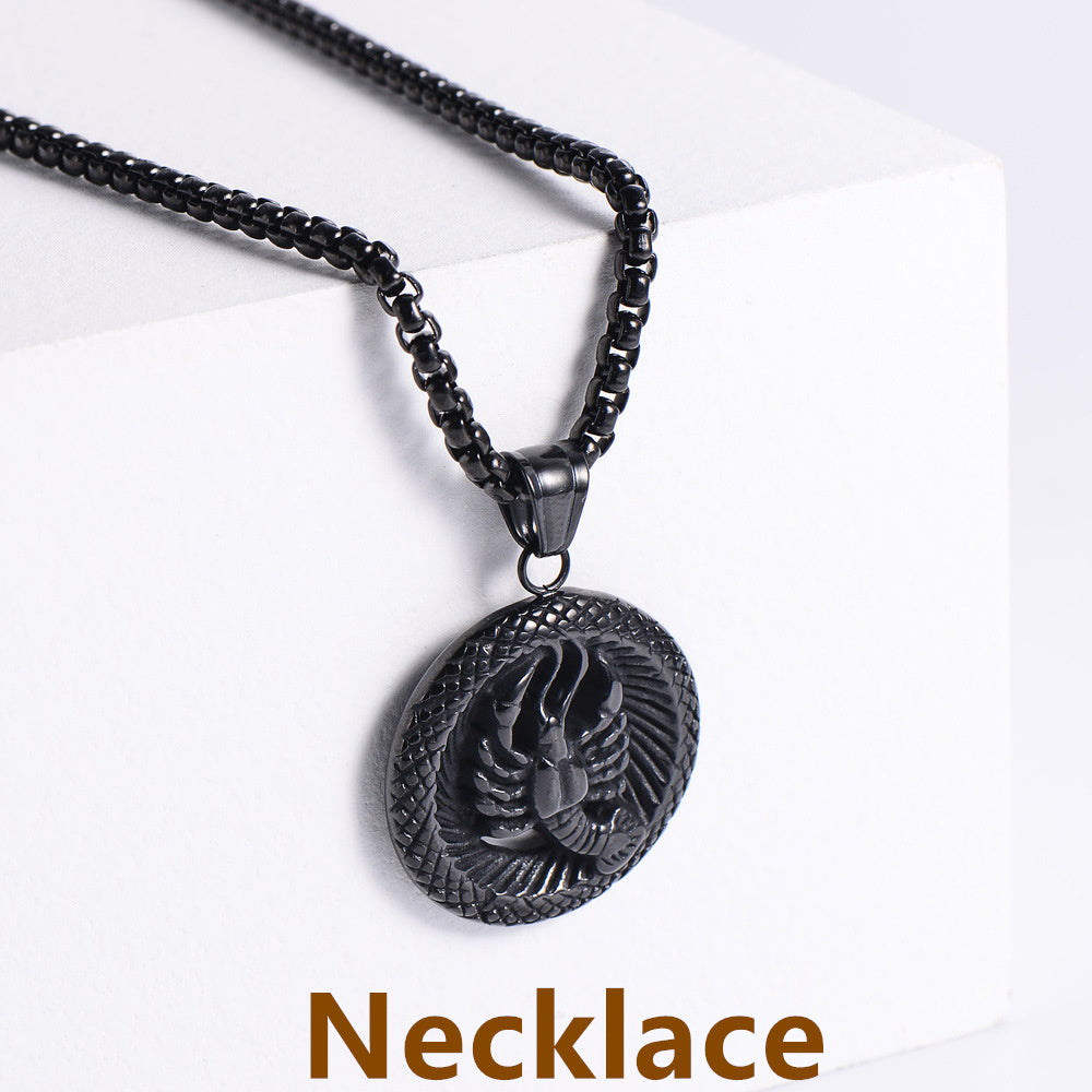 Retro -Zodiac Edelstahl -Anhängerkette Halskette