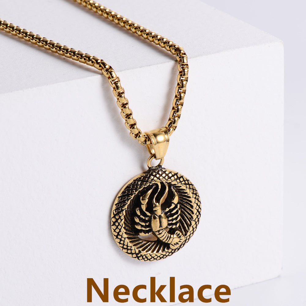 Retro -Zodiac Edelstahl -Anhängerkette Halskette