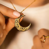 Stainless Steel Moon Shape Pendant Necklace