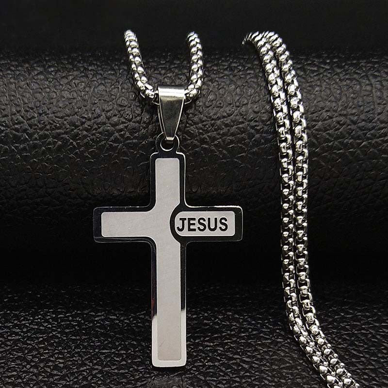 Titanium Steel Cross Snake Bone Chain Necklace