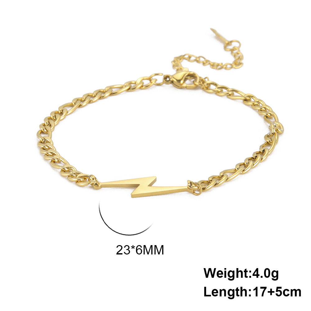 Lightning Pendant Titanium Steel Chain Bracelet