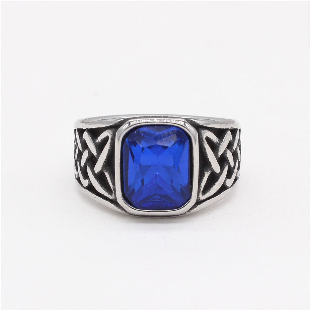 Cincin baja titanium berliantone pola viking