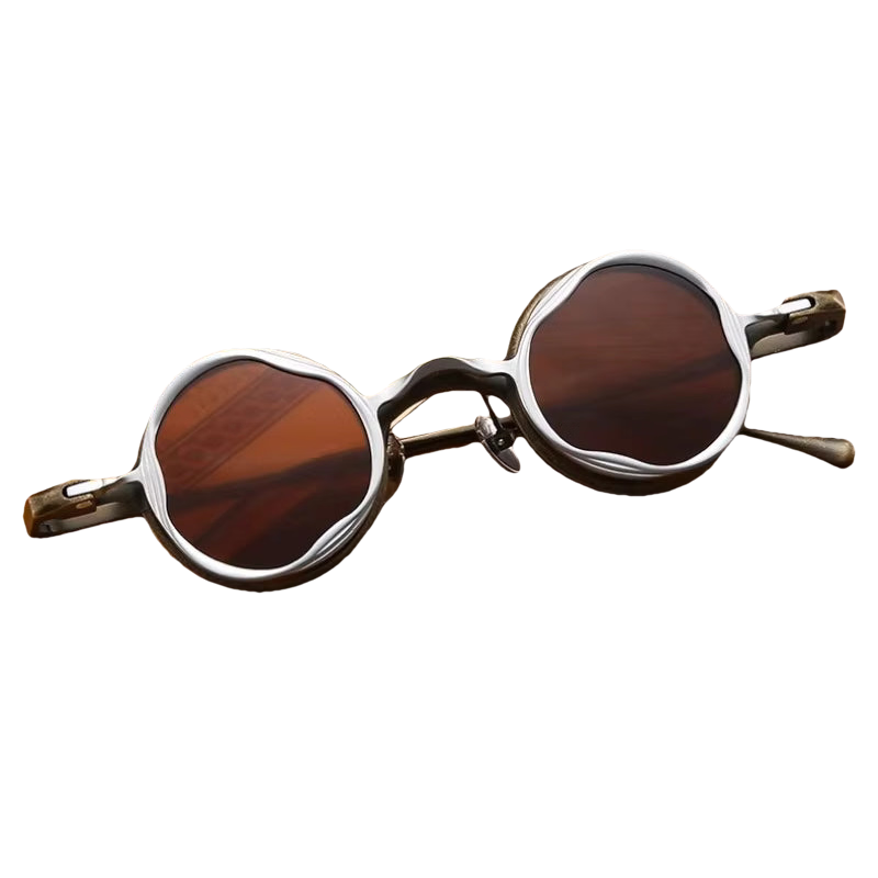 Double-Layered Frame Retro Round Sunglasses