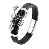 Scorpion Black Leather Bracelet