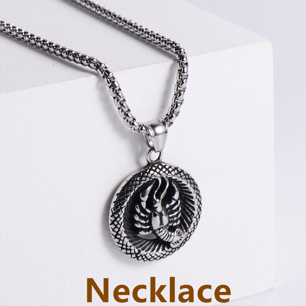 Retro -Zodiac Edelstahl -Anhängerkette Halskette