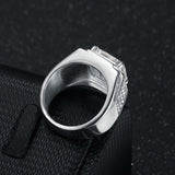 Vintage Square-Rhinestone Stainless Steel Ring