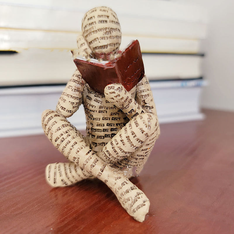 Human Reading Book Resin Sculpture