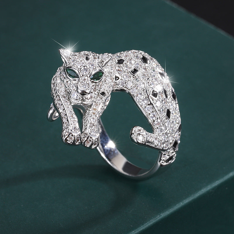 Rhinestone Leopard Style Copper Ring