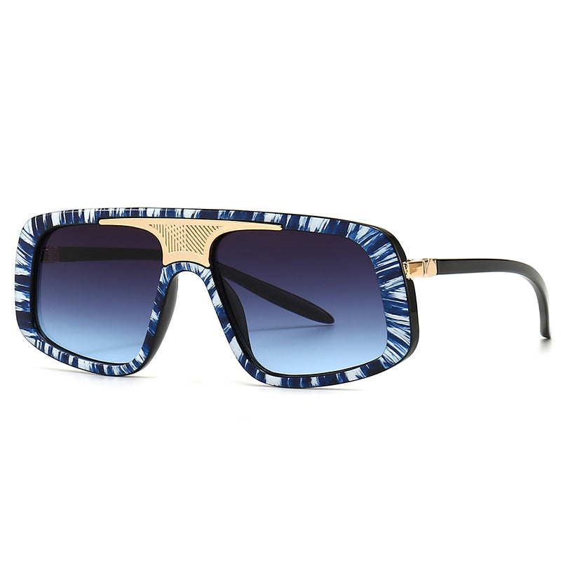 Wide Plastic & Metal Sunglasses