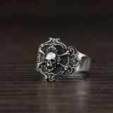 Vintage Geometric Skull Sterling Silver Ring