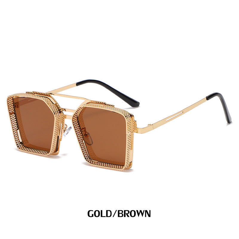 Trendy Hollow Metal Square Sunglasses