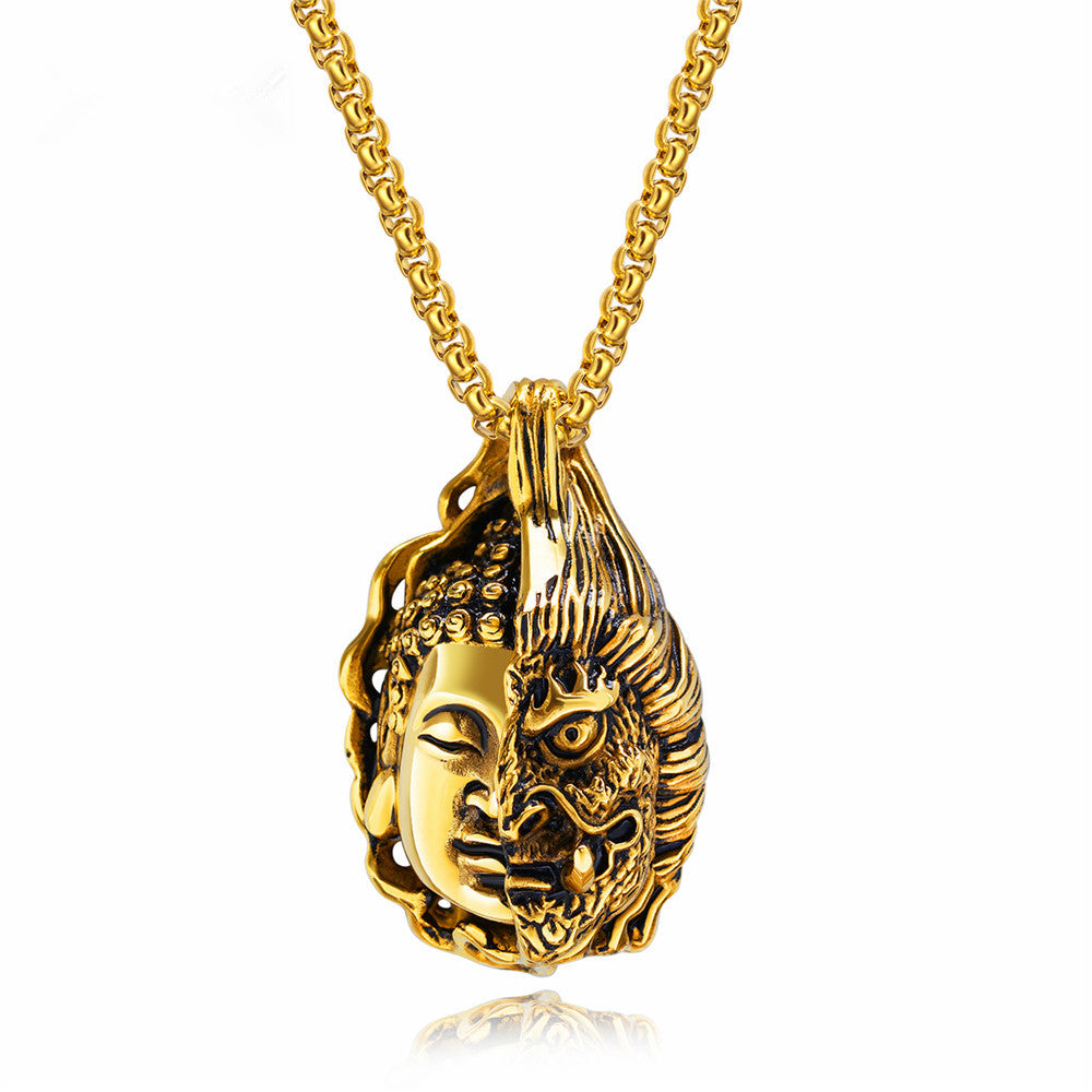 Halb Buddha Halb Teufel Halskette