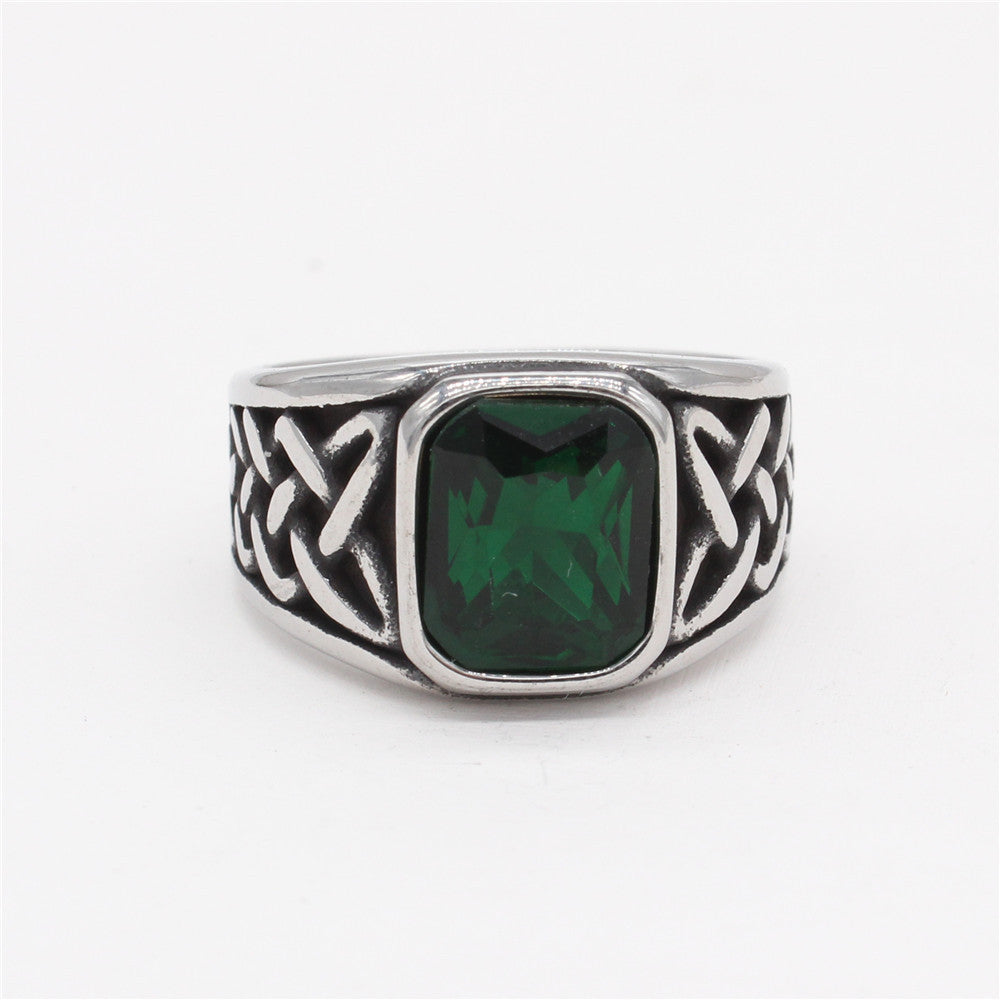 Cincin baja titanium berliantone pola viking