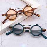 Steampunk Rounded Double-Layer Flip Sunglasses