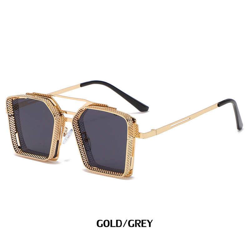 Trendy Hollow Metal Square Sunglasses