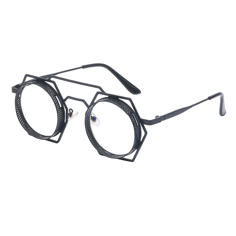 Hexagon-Round Double Beam Steampunk Sunglasses