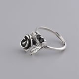 Black Rose Serling Silver Adjustable Ring