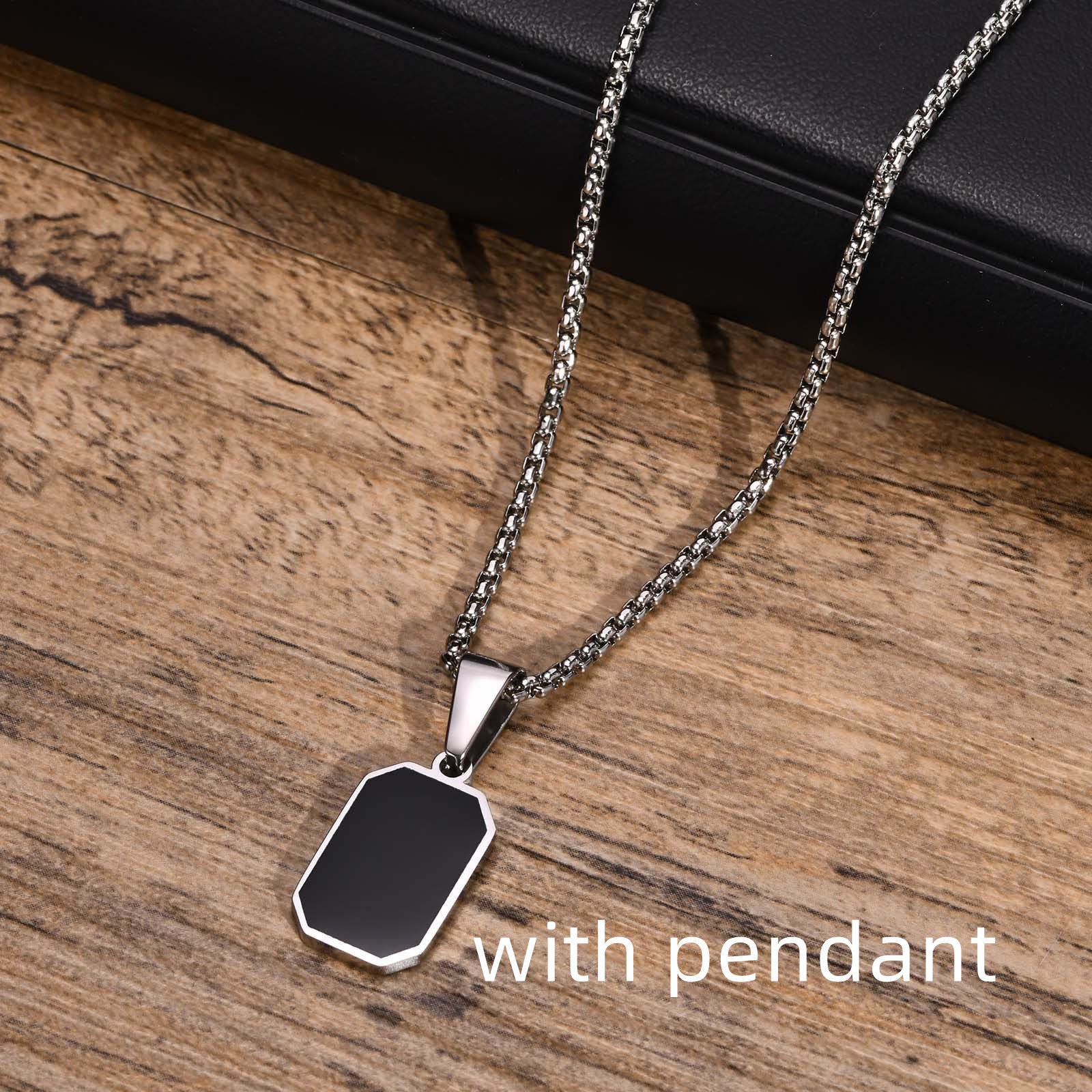 Collier de chaîne de pierres précieuses noires rectangulaires