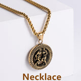 Retro -Zodiac Edelstahl -Anhängerkette Halskette