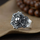 Vintage Geometric Skull Sterling Silver Ring