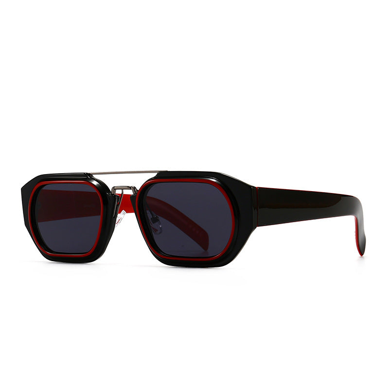 Retro Square Frame  Double-Bridge Sunglasses