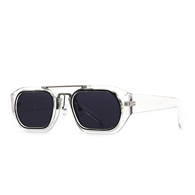 Retro Square Frame  Double-Bridge Sunglasses