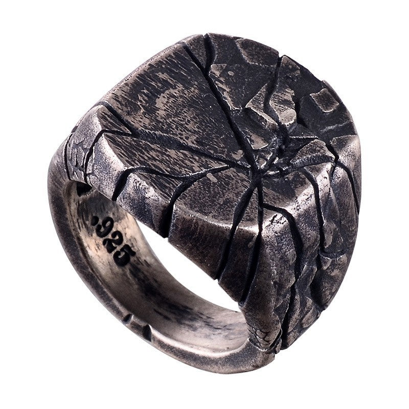 Retro Irregular Cracked Metal Ring
