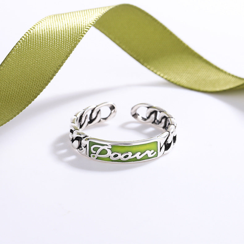 Retro Letter Chain Color Ring