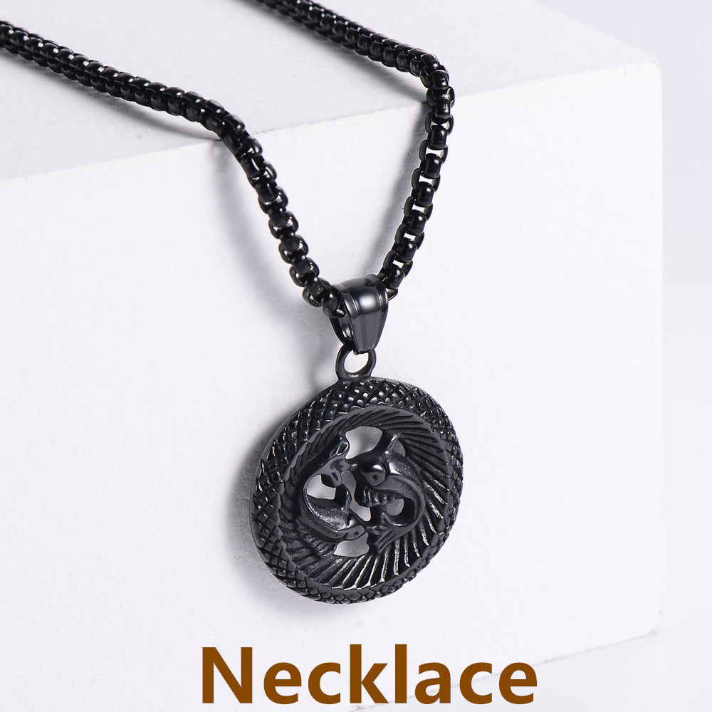 Retro -Zodiac Edelstahl -Anhängerkette Halskette