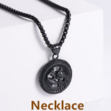 Retro -Zodiac Edelstahl -Anhängerkette Halskette