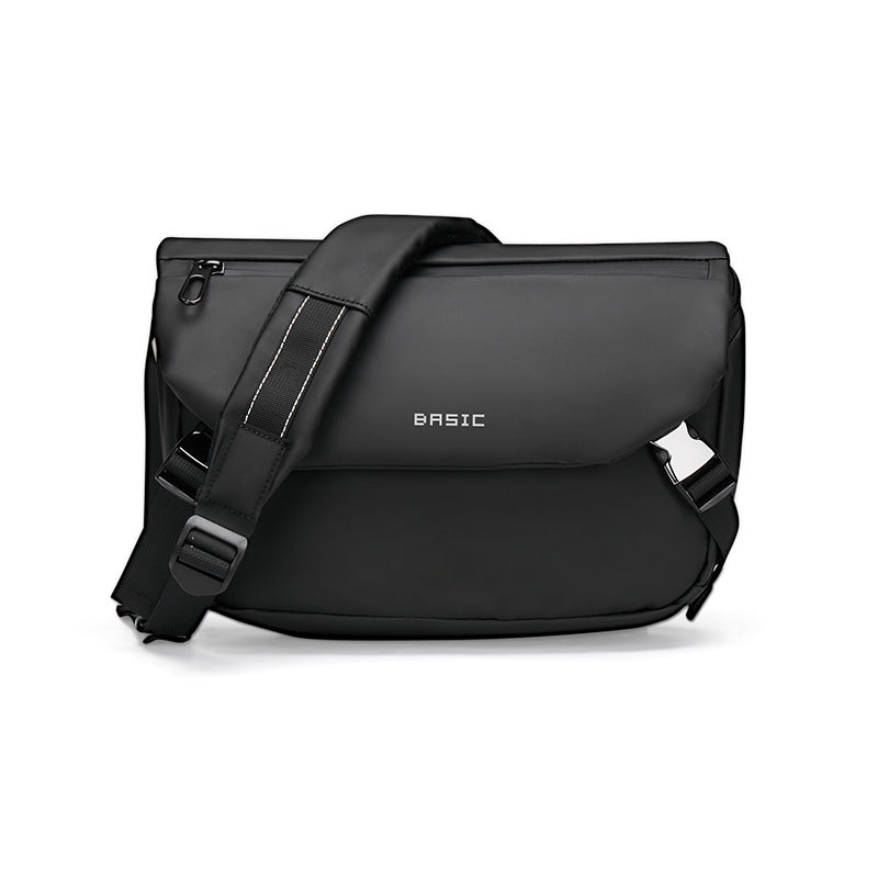 Solid Black Nylon Shoulder Bag