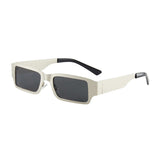 Retro Punk Rectangular Silver-Grey Sunglasses