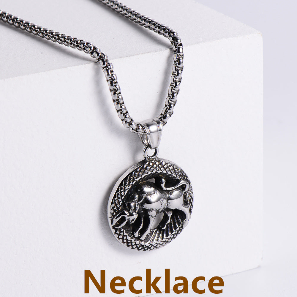 Retro -Zodiac Edelstahl -Anhängerkette Halskette