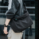 Black Casual Oxford Fabric Messenger Tas