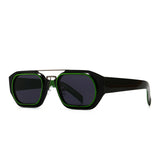 Retro Square Frame  Double-Bridge Sunglasses