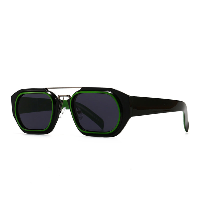 Retro Square Frame  Double-Bridge Sunglasses