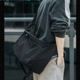 Black Casual Oxford Fabric Messenger Tas